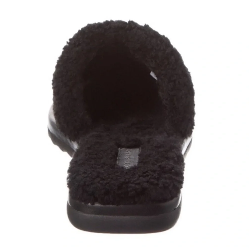 NEW Tory Burch Suede Shearling Slipper Mule Mules shoes in Perfect Black 7.5 NWT